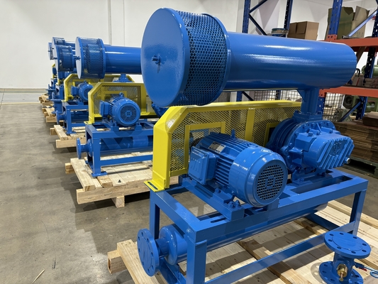 DN200 30-132 kW 10-80 kPa Roots Drehkolbengebläse Luftkühlung blaue Farbe